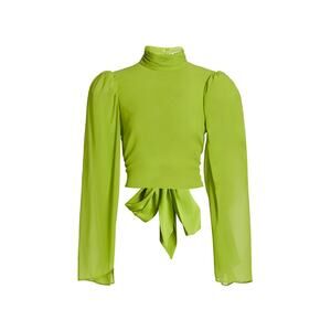 Amur 'Mockneck' Green Long Sleeve Backless Bow Blouse Size 0